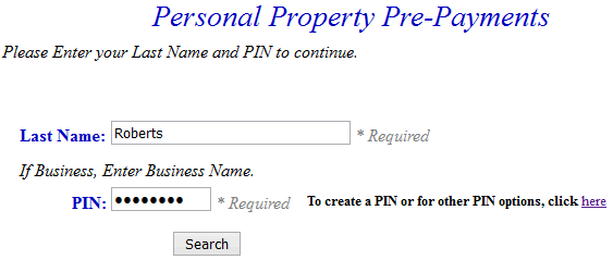 Search by last name and password example