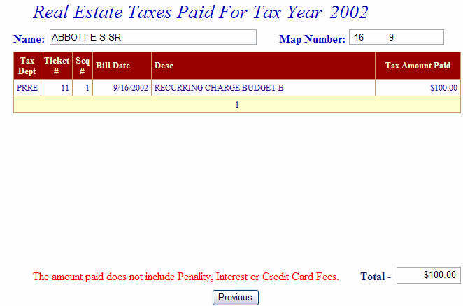 Taxes paid example